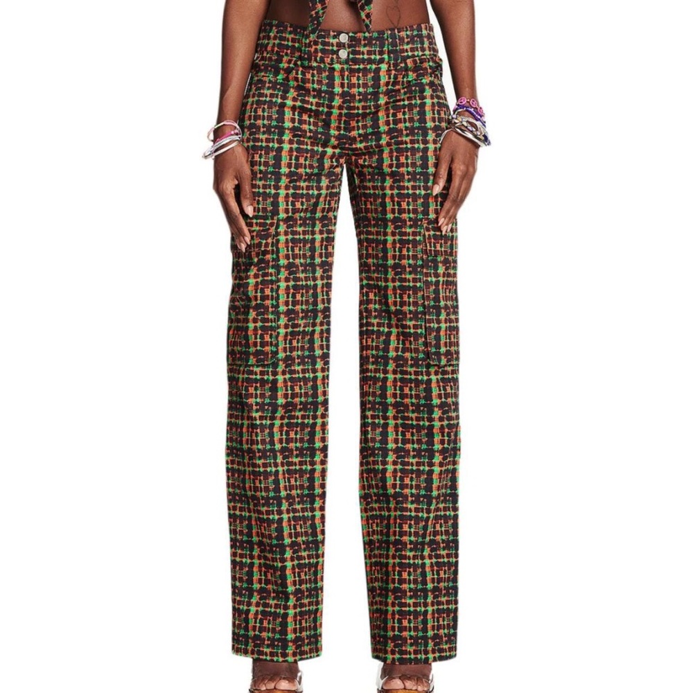 NWT I Am Gia Dante Check Patterned Cargo Pant